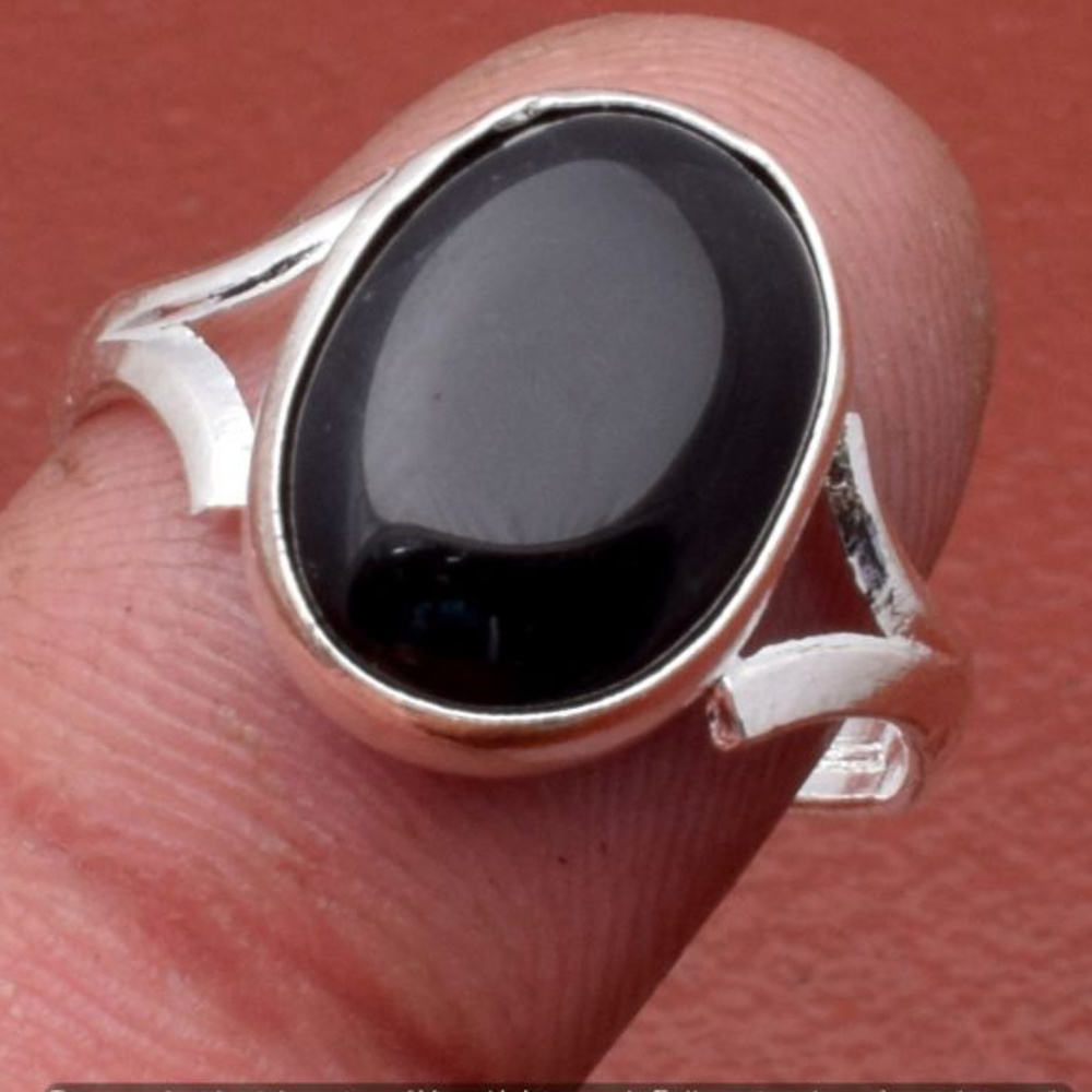Black onyx Silver Plated Handmade Ring Size -8